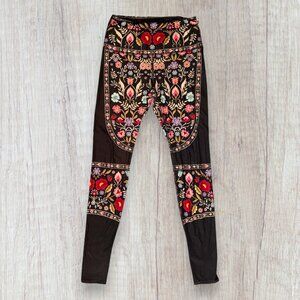 Yoga Democracy Botanical Floral Leggings Boho Cottagecore Athleisure High Rise L